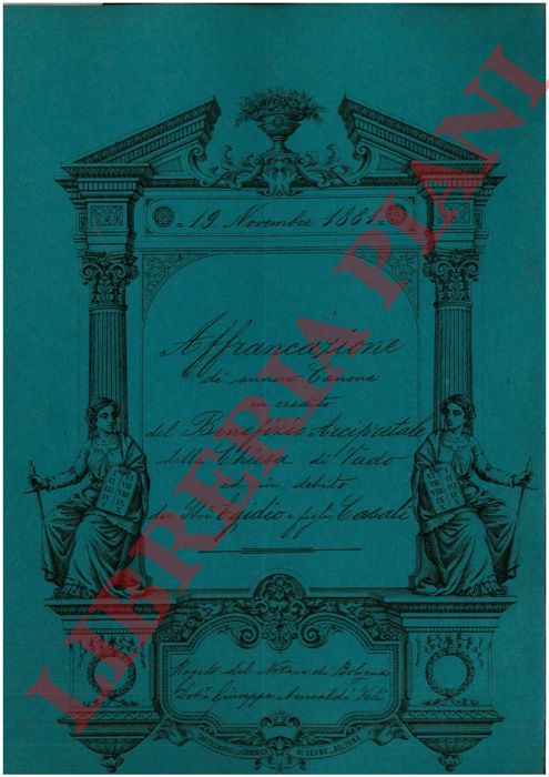 Egidio e figli Casali - - Affrancazione di annuo canone in credito del Benefizio Arcipretale della Chiesa di Vado.