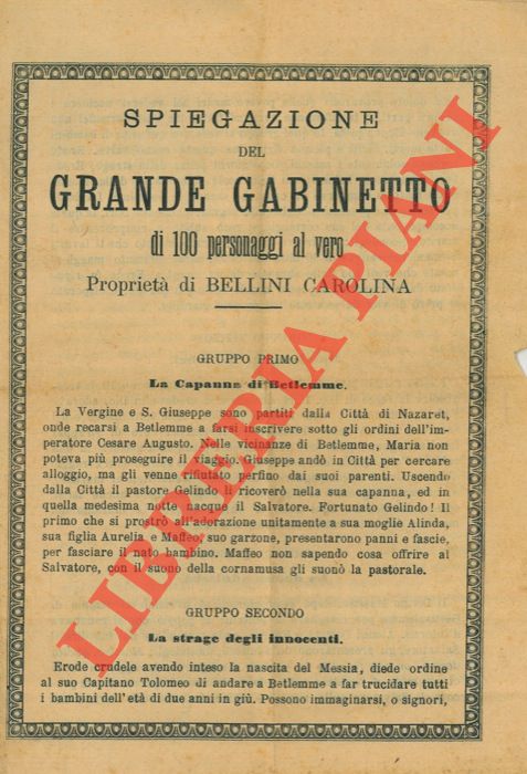  - Spiegazione del Grande Gabinetto di 100 personaggi al vero. Propriet di Bellini Carolina.