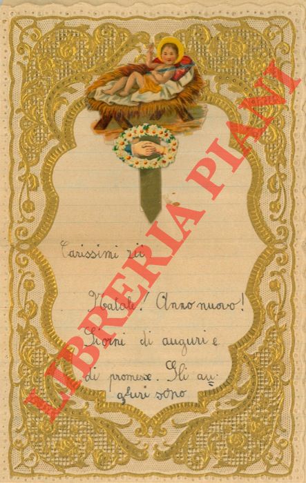 - - Con fregi dorati e cromolito in rilievo (Ges Bambino e due mani che si uniscono)