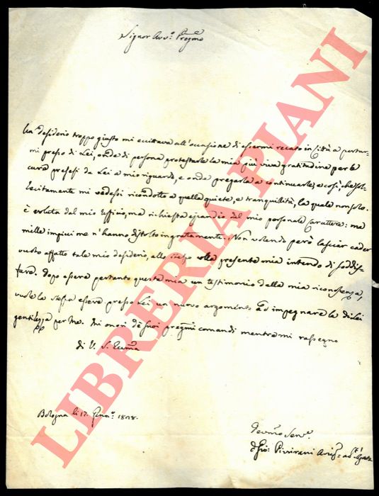 Silvani - - Lettera di ringraziamento.