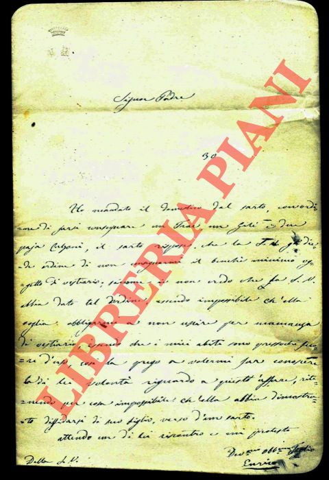 - - Lettera al padre con riassunto della commisione affidata al sarto .