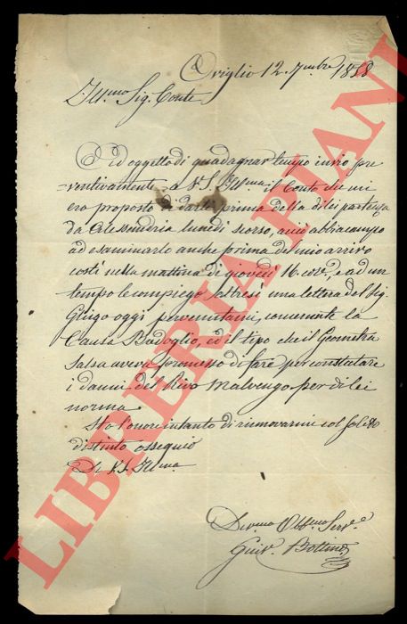 Bottino/Salsa - - Avviso per una lettera concernente la Causa Badoglio e contestazione dei danni fatti dal Rivo Malvengo.