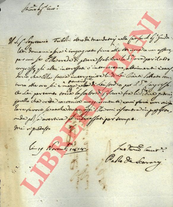 Triboli/Silvani - - Lettera in merito alla causa Guidalotti.