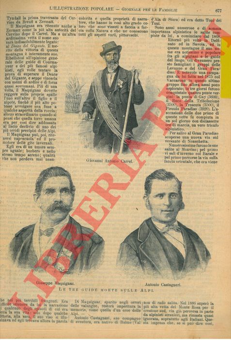 - - Gli ultimi drammi delle Alpi. Le tre guide morte sulle Alpi.