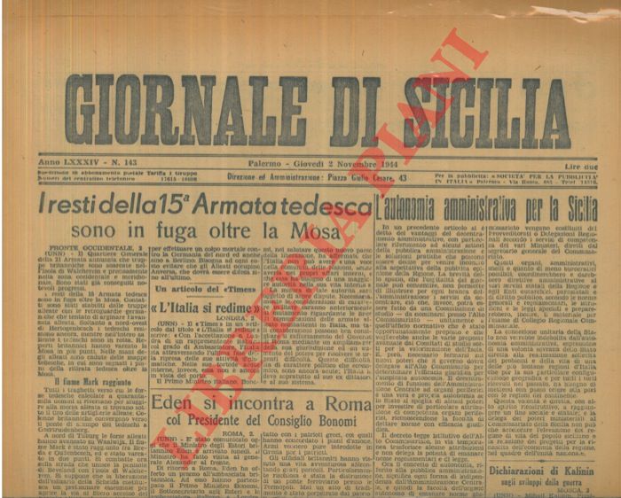 - - Mendola sul Fiume Ronco liberata dall'Ottava Armata.