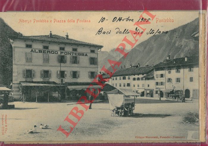 - - Pontebba. Albergo Pontebba e Piazza della Fontana.