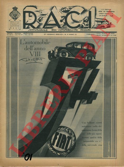 - - RACI. Settimanale dell'automobilismo italiano.
