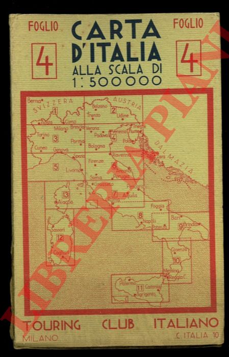 - - Carta (automobilistica) d'Italia del TCI. Foglio n. 4 (Bologna/Trieste)