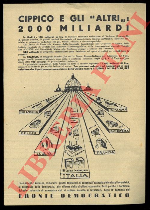 Fronte Democratico - - L'alta gerarchia vaticana appendice del capitalismo (Dalla relazione di Palmiro Togliatti al VI Congresso del PCI) - Cippico e gli 