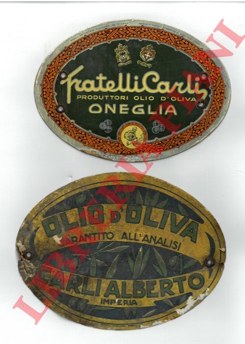 Fratelli Carli. Oneglia - - Cartoncini per damigiane di olio d'oliva.