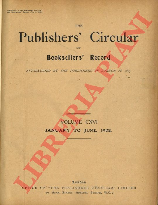 - - The Publishers' Circular and Booksellers' Record. Established by the Publishers of London in 1837.