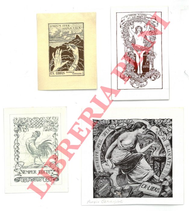 CERAGIOLI Giorgio - - Lotto di 4 foglietti xilografici, anni '30 circa, differenti, Tutti a :