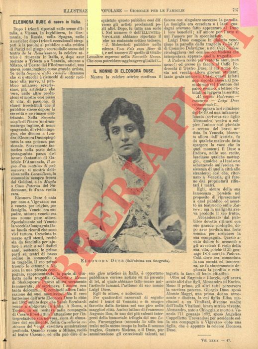 - - Eleonora Duse di nuovo in Italia. Il nonno di Eleonora Duse.