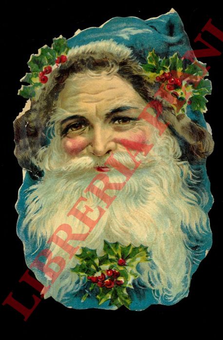 - - Babbo Natale, (solo volto con lunga barba  bianca) corona di agrifoglio con bacche.