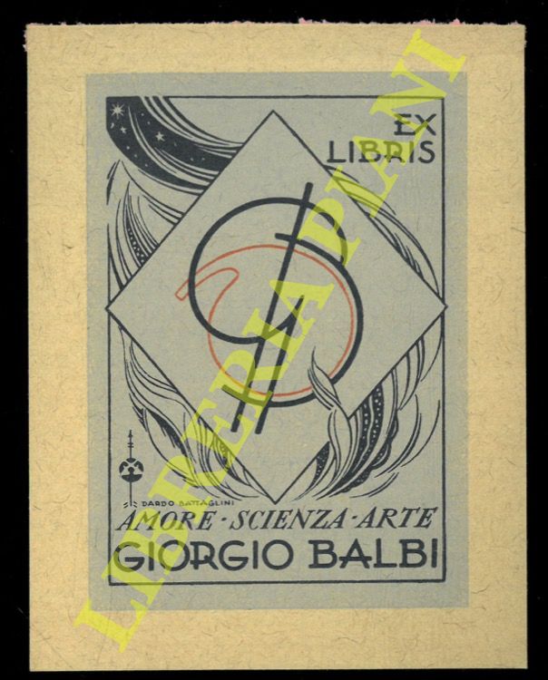 BATTAGLINI Dardo - - Un foglietto xilografico, 1944, di cm. 12 x 9,5, per Giorgio Balbi, (