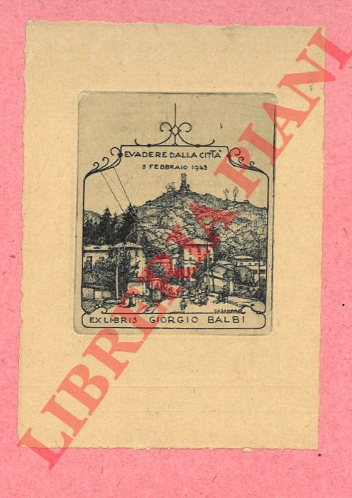 CASANOVA Carlo - - Un foglietto calcografico, 1942, di cm. 12 x 8,5 (8 x 6,5 alla battuta) per Giorgio Balbi, (