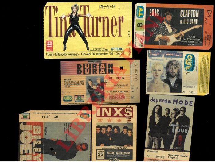 - - Simply Red. Eric Clapton. Depeche Mode (due, differenti), Billy Joel, Inxs, Tina Turner, Elio e le storie tese, Eurythmics, Duran Duran.