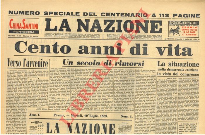 - - La Nazione. Numero speciale del Centenario. 