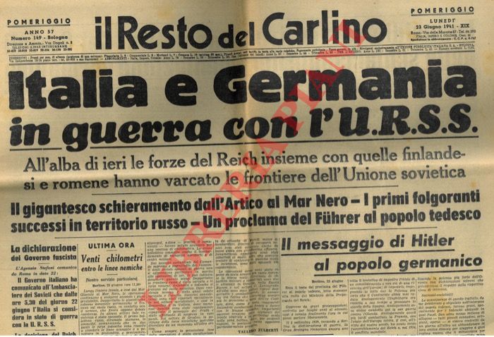  - Italia e Germania in guerra con l'U.R.S.S.
