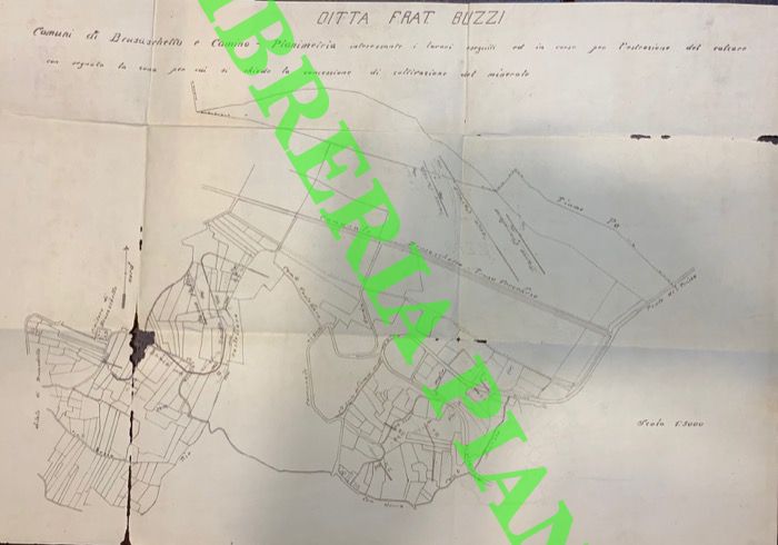 Ditta Frat. Buzzi - - Comuni di Brusaschetto e Camino. Planimetria dei lavori eseguiti ... per l'estrazione del calcare