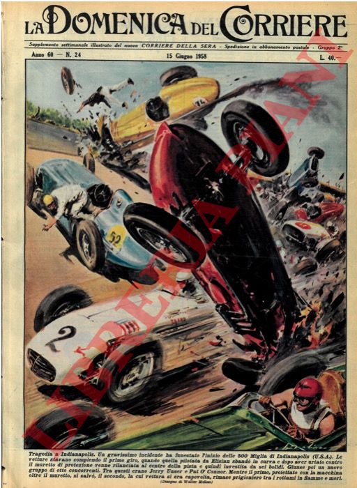 MOLINO W. - - Un gravissimo incidente ha funestato l'inizio delle 500 Miglia di Indianapolis.