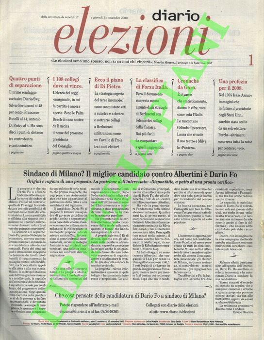 - - Diario elezioni. Dir. Enrico Deaglio.