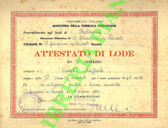 - - Attestato di lode. 1949/50 per 