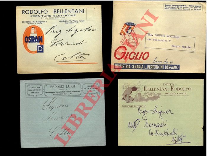 - - Reggio Emilia. Buste e cartoline commerciali intestate