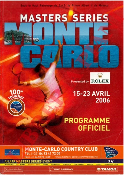 - - Masters Series Monte Carlo 2006. Programme ufficiel.