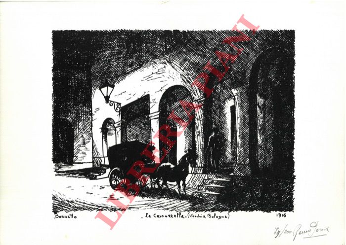 PARISE Remo - - Bozzetto. La carrozzella (Vecchia Bologna)