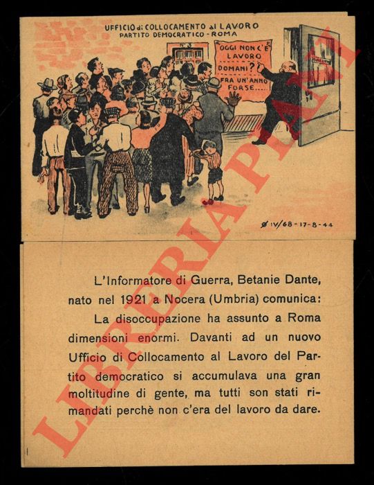 - - Ufficio di Collocamento al Lavoro. Partito Democratico. Roma.