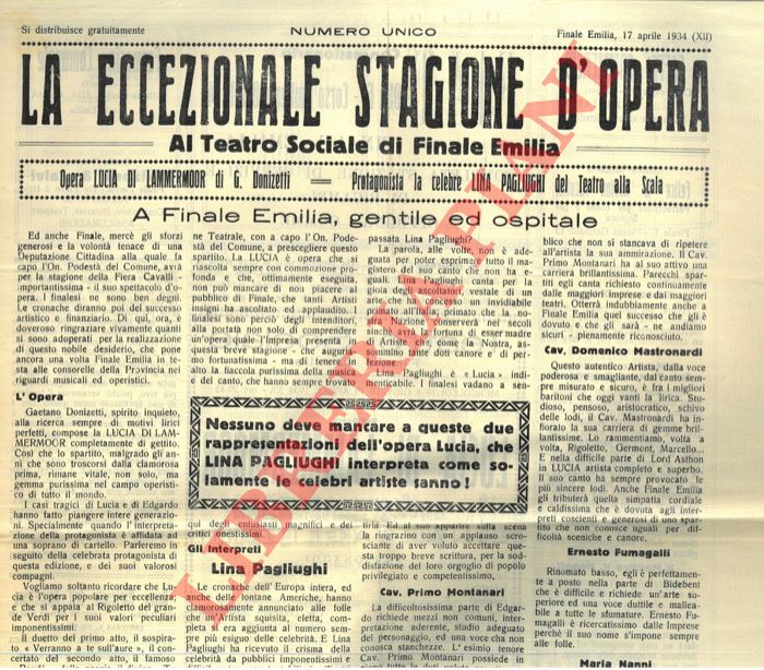 - - La eccezionale stagione d'opera. Al  Teatro Sociale di Finale Emilia.