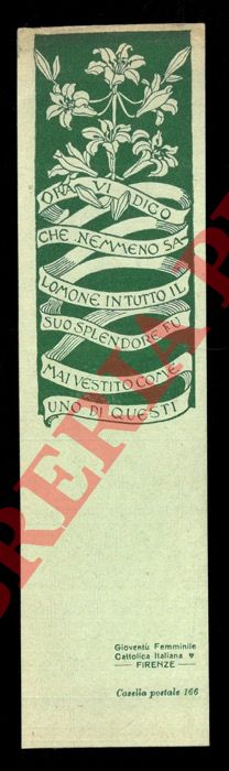 Giovent Femminile Cattolica Italiana. Firenze - - Segnalibro