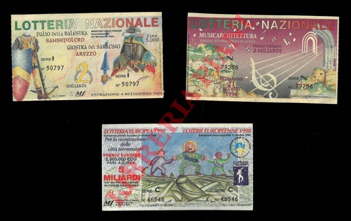 - - Palio della Balestra, 1994  - Festival Internazionale di Gerace, 1994 - Per la ricostruzione delle citt terremotate, 1998.