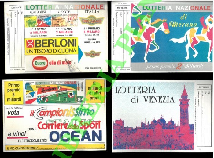 - - Cartoline ufficiali per concorsi a premi di lotterie