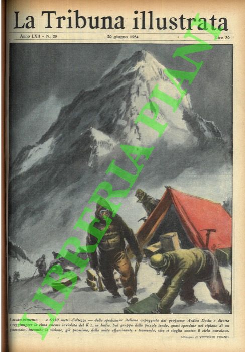 PISANI Vittorio - - L'accampamento - a 6550 metri d'altezza - della spedizione italiana capeggiata dal professor Ardito Desio e diretta a raggiungere la cima ancora inviolata del K 2, in India.