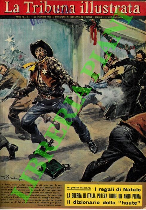 PISANI Vittorio - - A Roma, certo Luigi Costarelli, gi noto per le sue stramberie, evidentemente eccitato dall'atmosfera delle vicine festivit, girava per le strade del suo quartiere in abito da cow-boy, sparando con due pistole scacciacani. Qualche passante, spaventatissimo, ha avvertito la polizia e l'individuo, noto come 'lo sceriffo del Trionfale'  stato tratto in arresto... .