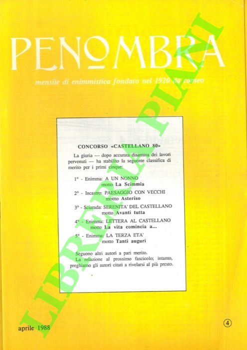 - - Penombra. 1988. Premiata rivista enigmistica mensile illustrata.