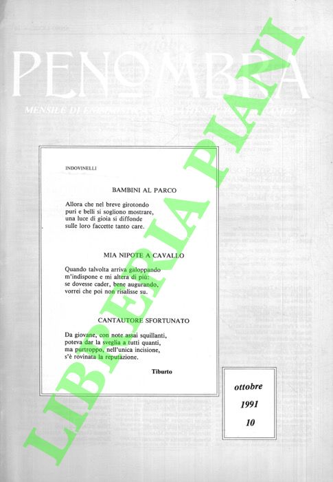 - - Penombra. 1991. Mensile di enigmistica fondato nel 1920 da Cameo.