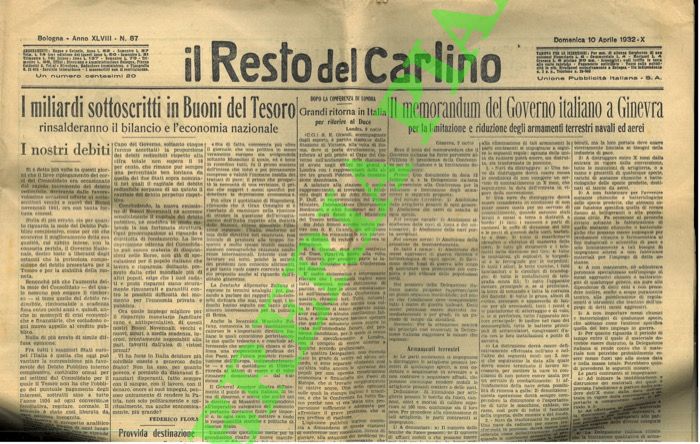 - - Il memorandum del Governo italiano a Ginevra per la limitazione e riduzione degli armamenti terrestri navali ed aerei.