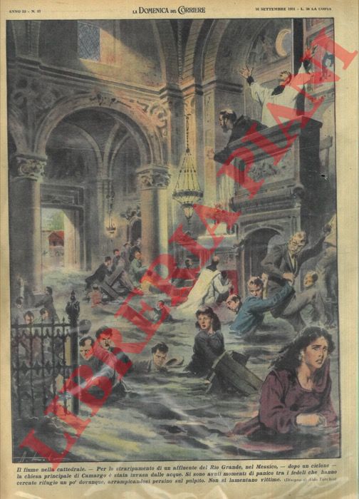 TORCHIO A. - - Chiesa invasa dalle acque di un fiume che straripa in seguito a un ciclone.