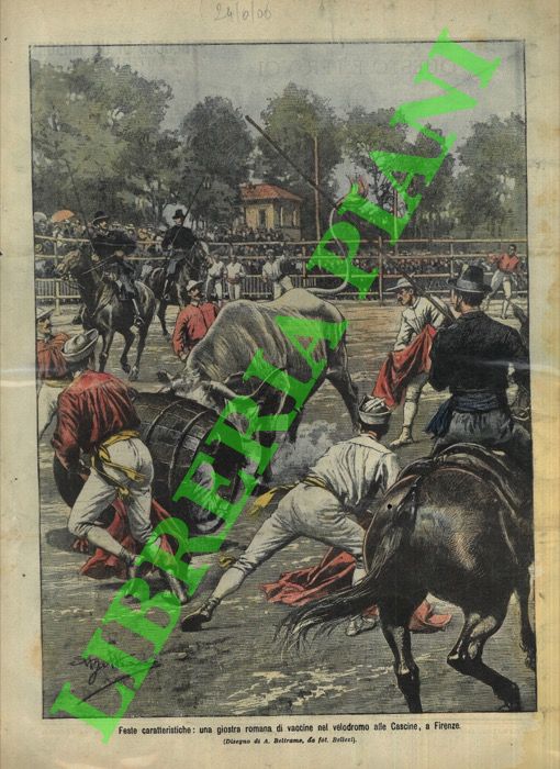 BELTRAME A. - - Giostra romana di vaccine alle Cascine a Firenze.