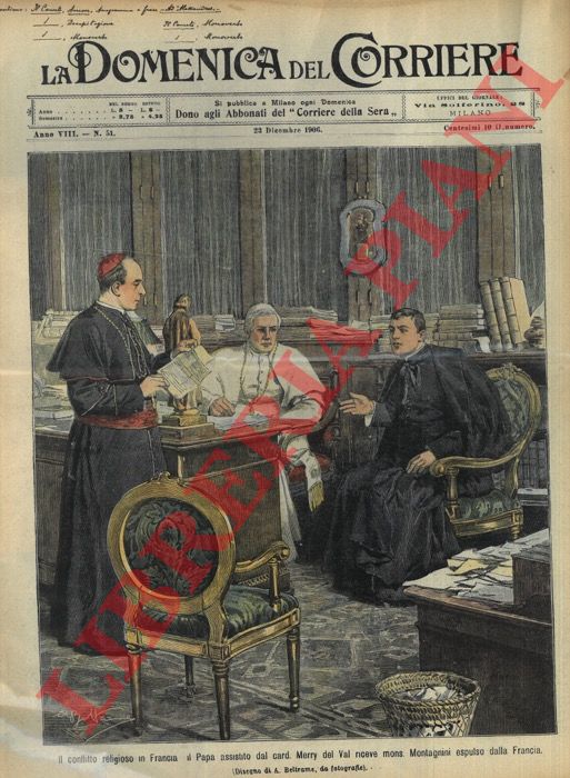 BELTRAME A. - - Il Papa assistito dal card. Merry del Val riceve mons. Montagnini espulso dalla Francia.
