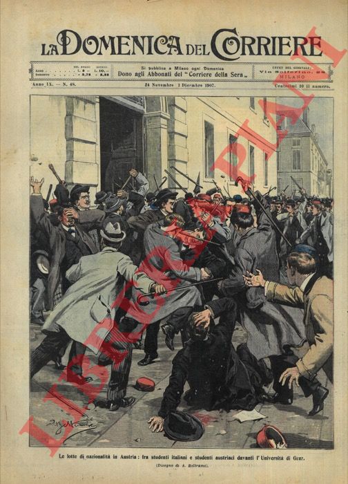 BELTRAME A. - - Lotta fra studenti italiani e austriaci davanti all'Universit di Graz.