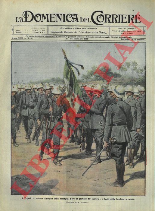 BELTRAME A. - - Medaglia d'oro all'84 Fanteria a Tripoli: bacio della bandiera premiata.