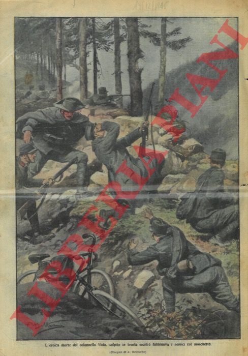 BELTRAME A. - - La morte del colonnello Viola, colpito in fronte mentre fulminava i nemici col moschetto.