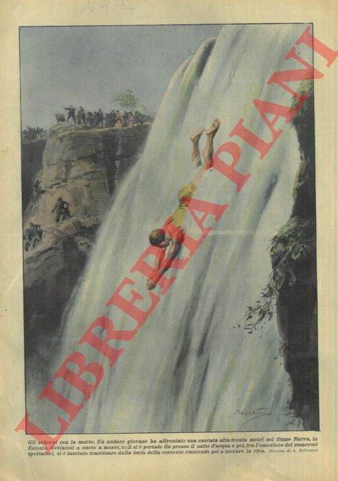 BELTRAME A. - - Un audace giovane ha affrontato con successo una cascata alta trenta metri nel fiume Narva.