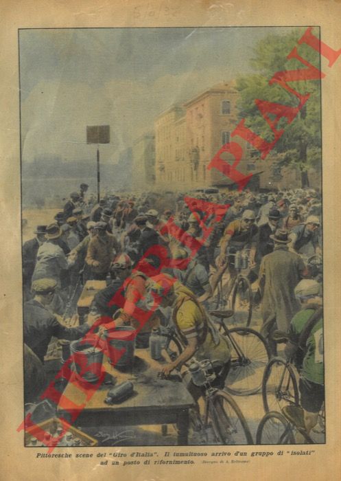 BELTRAME A. - - Tumultuoso arrivo ad un posto di rifornimento del Giro d'Italia