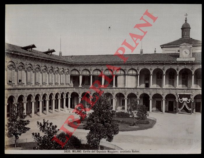 Edizioni Brogi - - Milano. Cimitero Monumentale. Crematoio : architetto Maciacchini - Cortile dell'Ospedale Maggiore : arch. Richini.