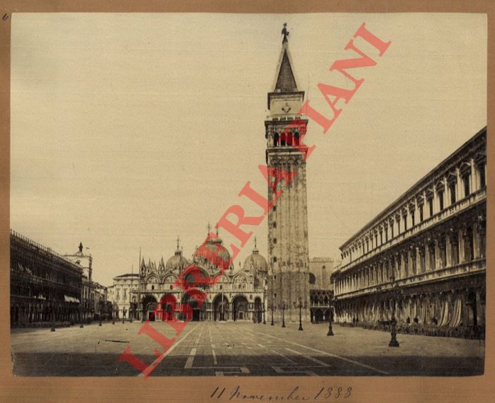 - - Venezia. 1883 : quattro Palazzi sul Canal Grande, Piazza S.Marco e dipinto.